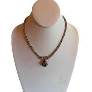 John Hardy Necklace Silver 18k Gold Green Tourmaline Kali Wheat Chain Pendant